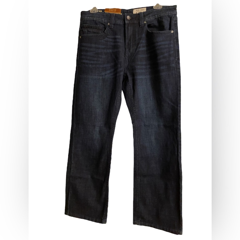 Axel slim boot stretch jeans men size 36x32 color dark blue NWT